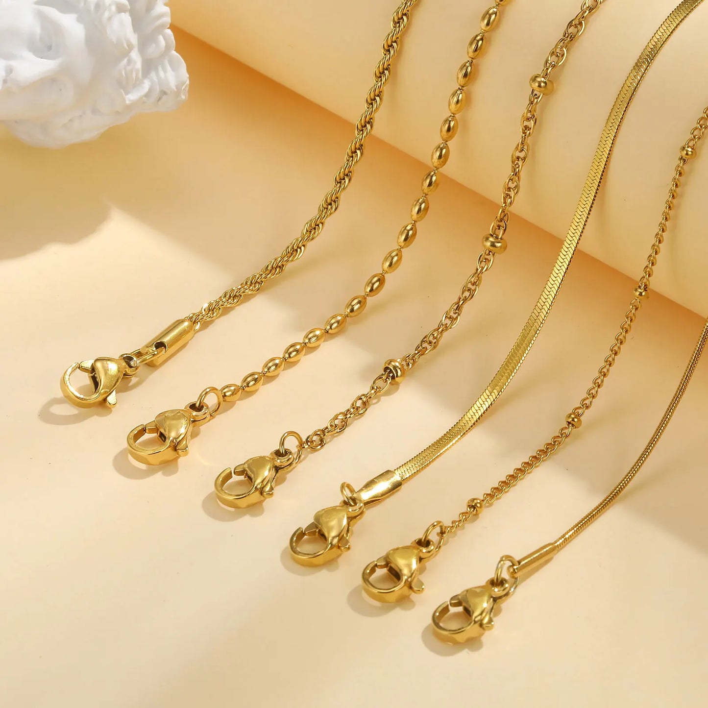 18K Gold Plated Thin Link Stainless Steel Bracelet - Waterproof & Trendy
