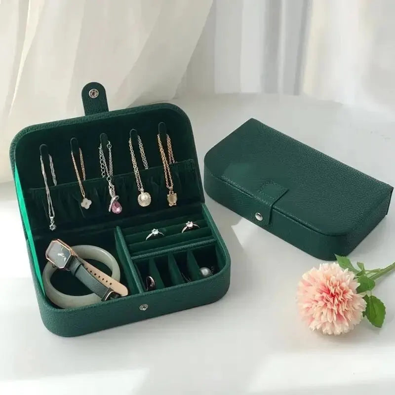 2024 Portable Jewelry Box – Leather Travel Organizer Case for Women