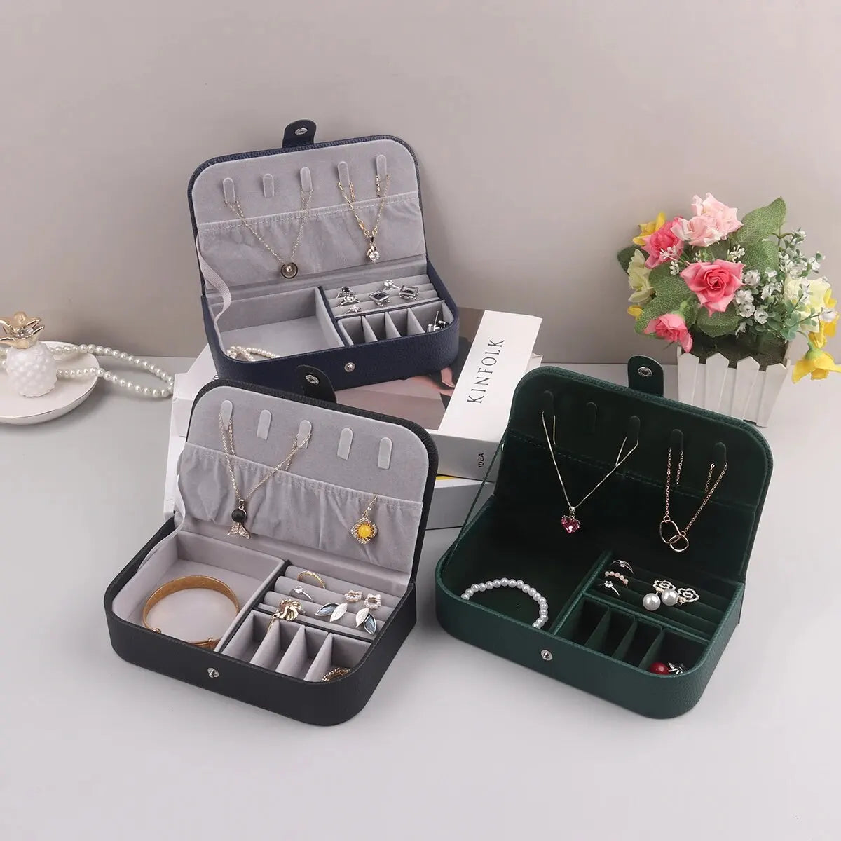 2024 Portable Jewelry Box – Leather Travel Organizer Case for Women