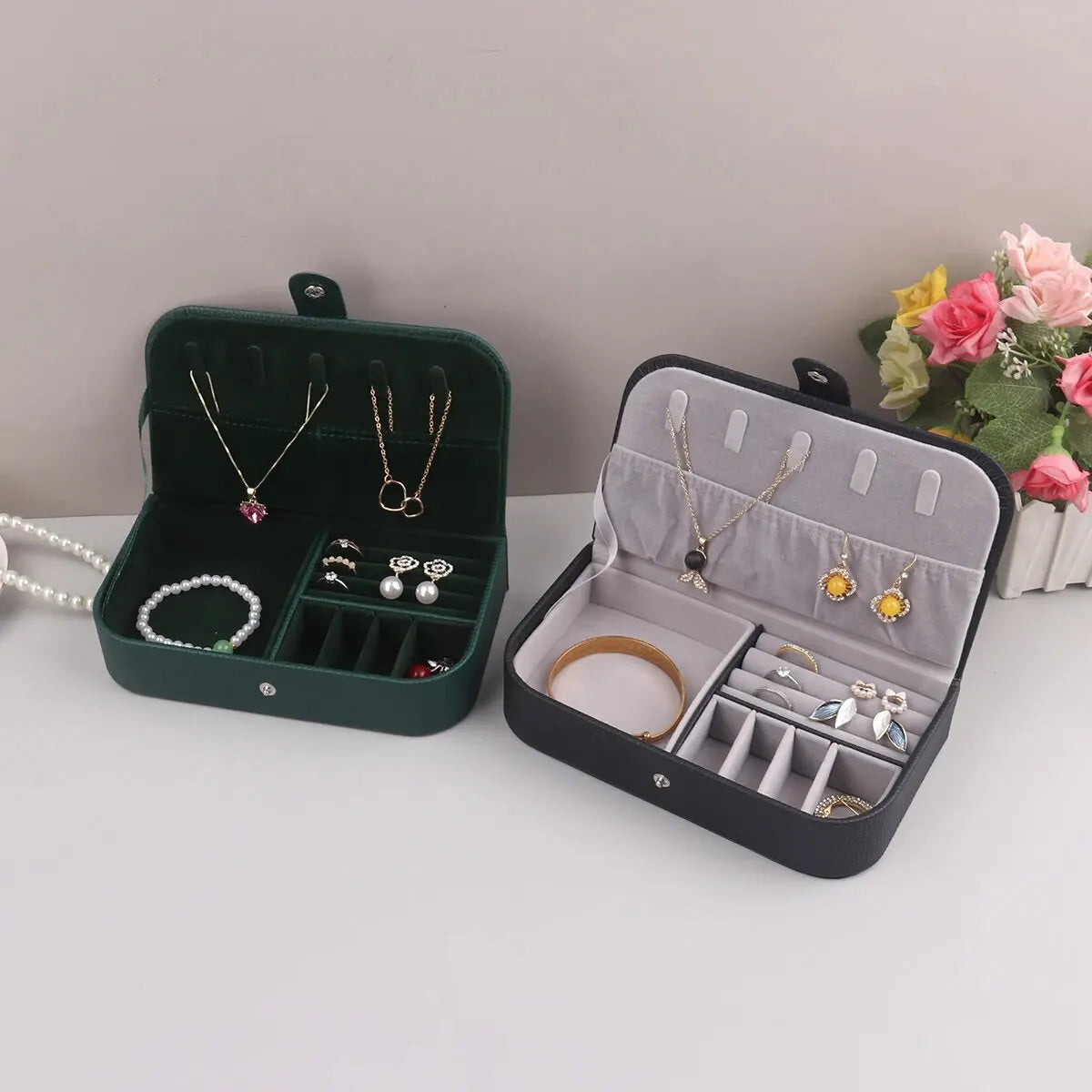2024 Portable Jewelry Box – Leather Travel Organizer Case for Women