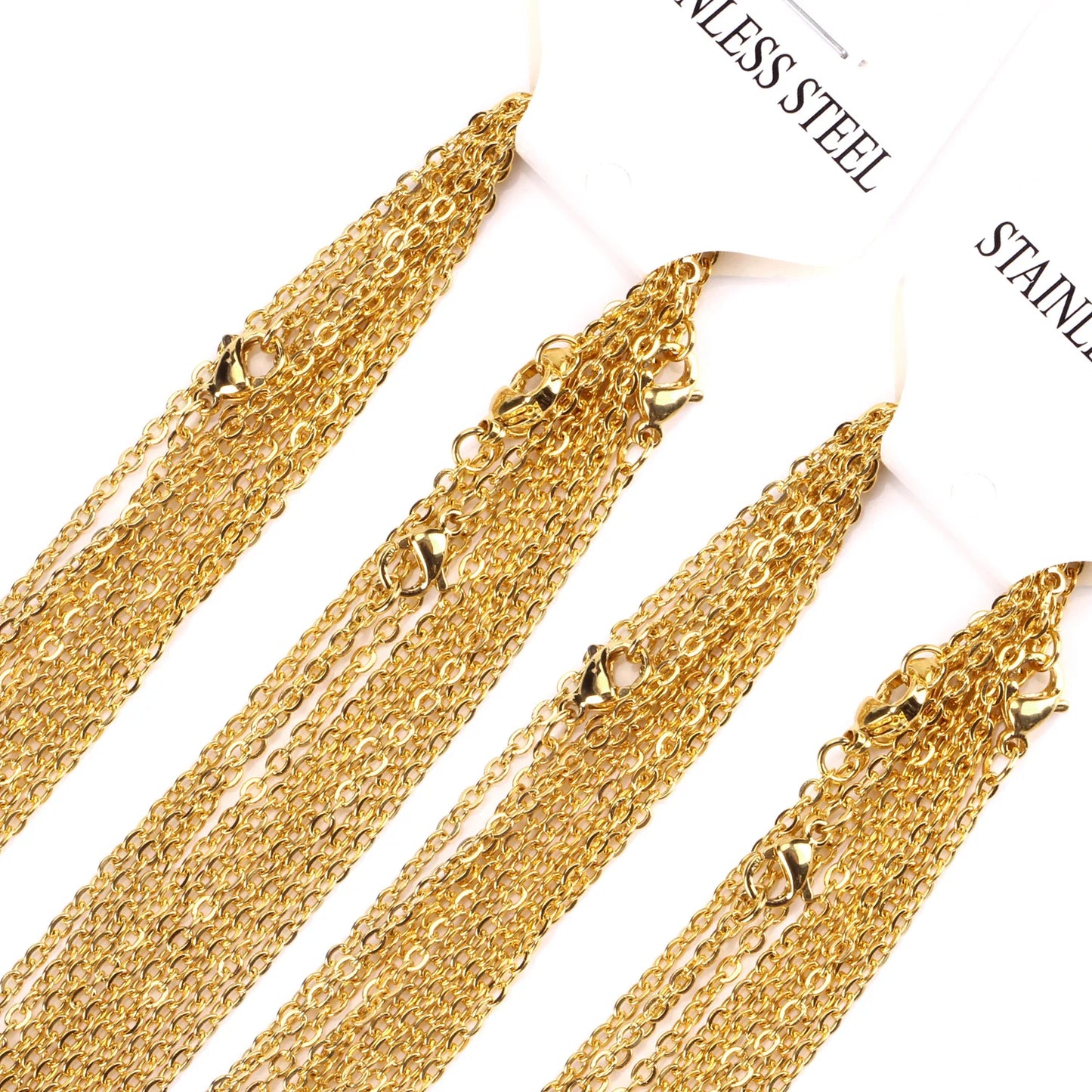 LUXUSTEEL Stainless Steel Chains – 10pcs O-Shape Rolo Link Cuban Necklace