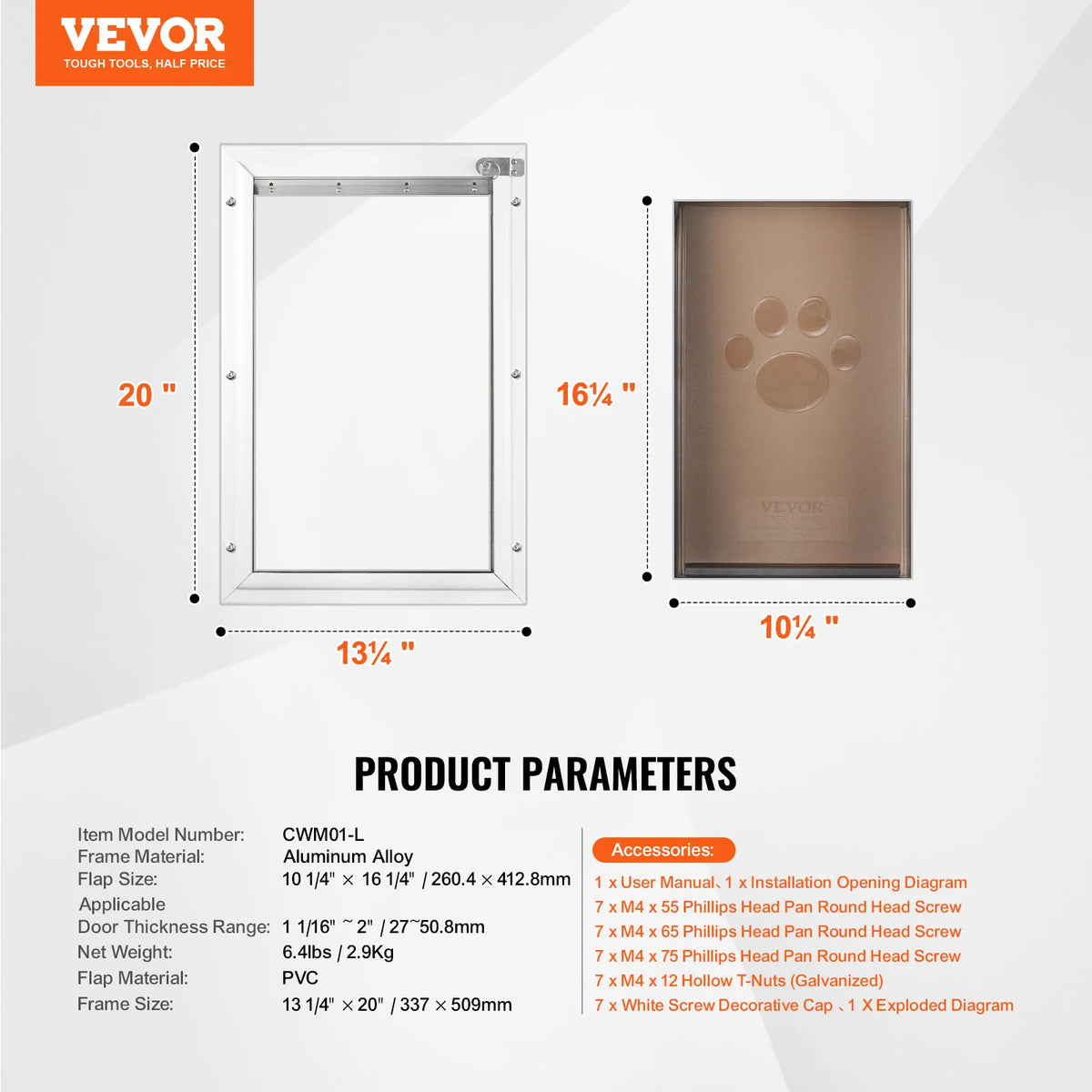 SucceBuy Pet Door Aluminum Frame with Lock and Flap System Weatherproof Doggy Door Easy to Install in Interior or Exterior Doors