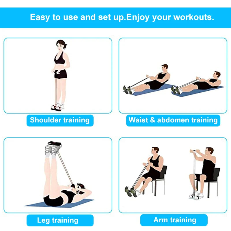 4-Tube Resistance Band Set with Foot Pedal — Home Gym Training
