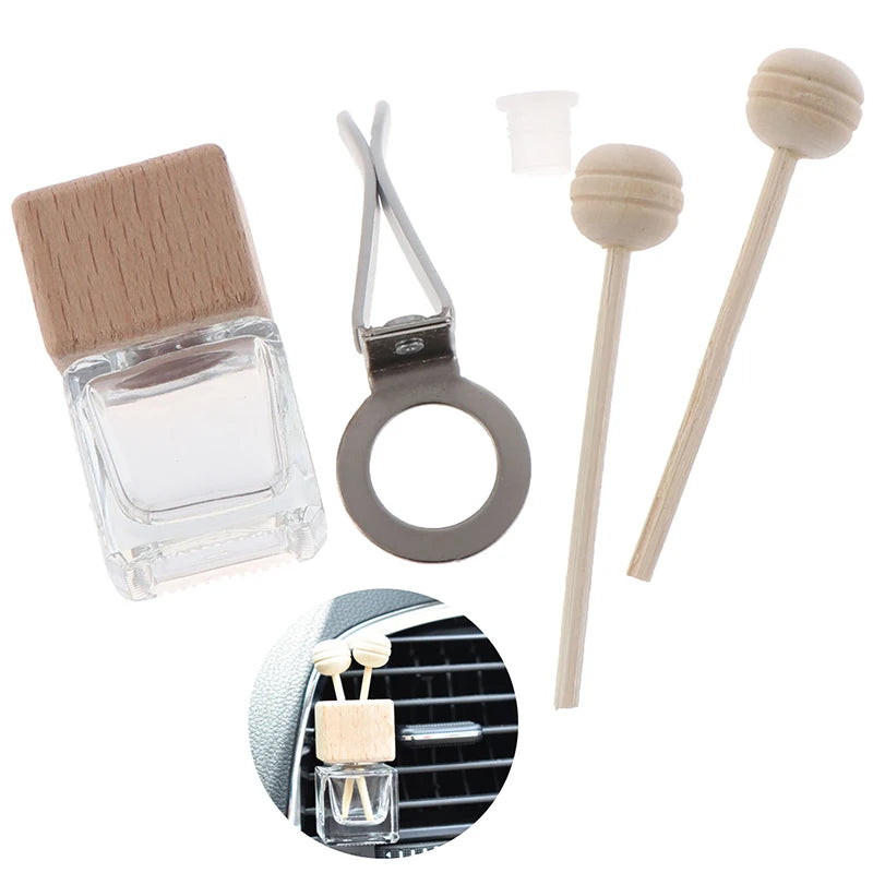 Glass Car Essential Oil Diffuser Bottle – Refillable Vent Clip Aromatherapy