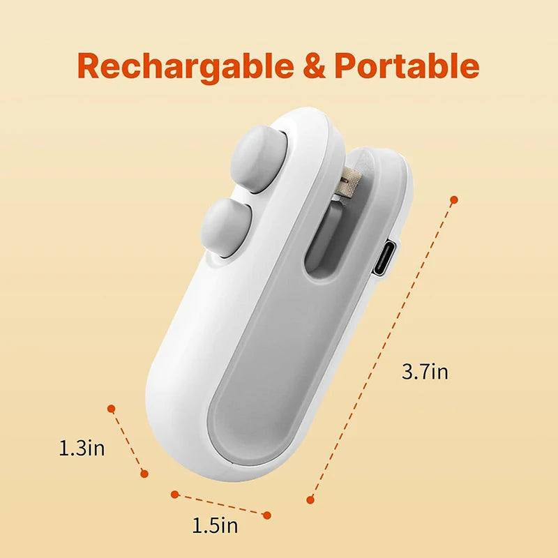 1 pcs Mini Handheld Bag Sealer, Locks in Freshness for Chips, Nuts. 10x6x4cm, Cordless