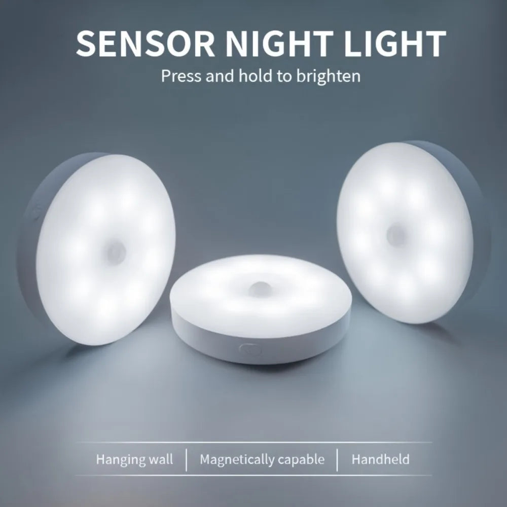 3pcs Motion Sensor Night Lights in Warm White/Cold White - Adjustable Brightness, Automatic On/Off, Ideal for Bedside, Stairs, U