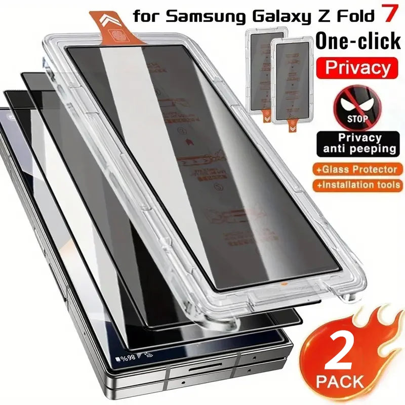 2PCS Easy Install Screen Protector For Samsung Galaxy Z Fold 7 8 Z Fold7 zfold7 Privacy Anti-Spy Clear Front Tempered Glass Film