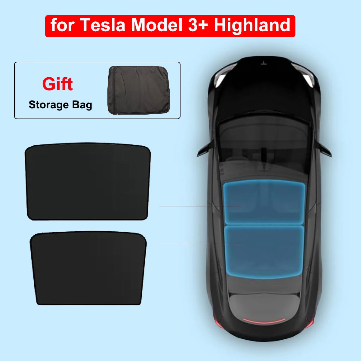 Sun Shade For Tesla Model Y Juniper 2025 Launch Model 3 Highland Sunshade Roof Nano Ice-Crystal Buckle Glass Skylight Cool Cover