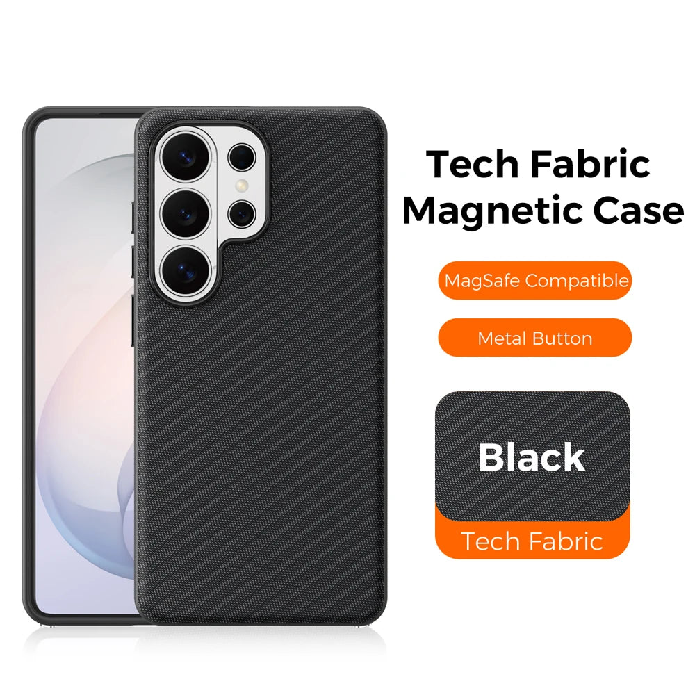 Magnetic Tech Fabric Phone Case For Samsung Galaxy S24 S25 S26 Ultra For Magsafe Wireless Charging TechWoven Anti-Slip Cover