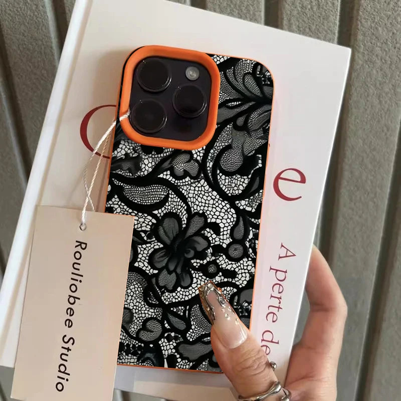 Black Lace Pattern Shockproof iPhone Case