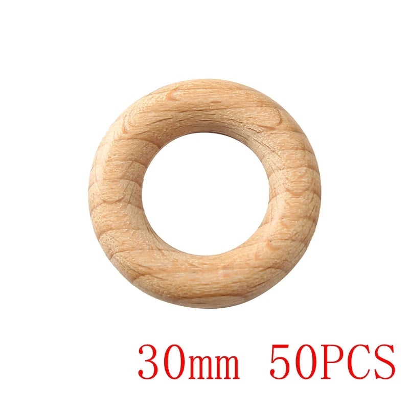 Let‘s Make 50pcs Wooden Rings DIY Customize Logo 98/70/55/40mm Smooth Surface Natural Maple Wood Rodent Baby Teething Bpa Free