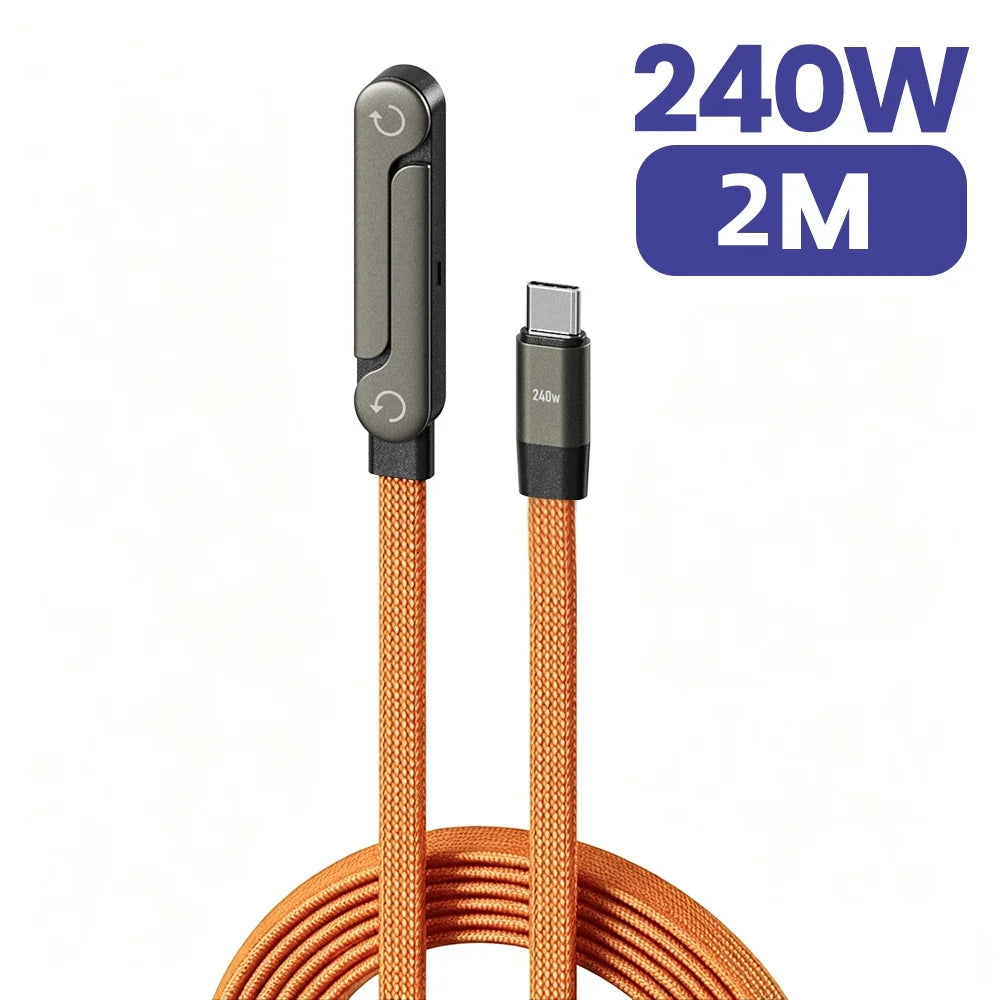 240W 2 in 1 USB C to USB C Fast Charging Foldable Bracket Data Cable Type C Desktop Holder Charging Wire For Iphone17 16 Samsung