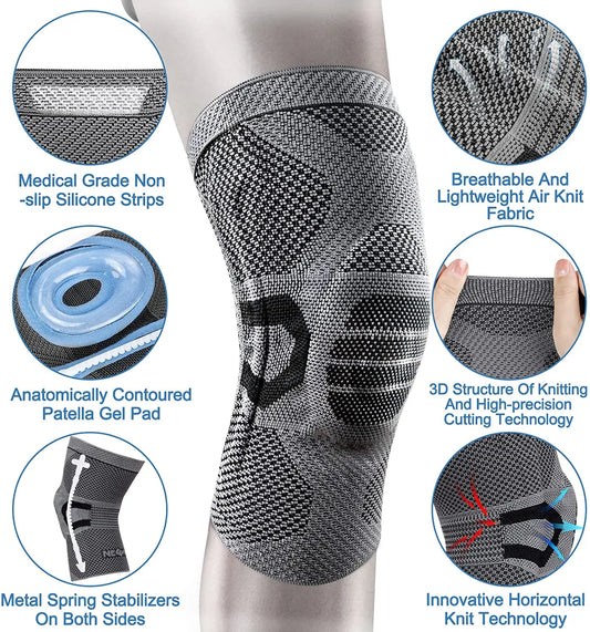 NEENCA Knee Brace Compression Knee Sleeve Support Sports Knee Pad for Pain Relief Running, Workout, Arthritis, Joint Recovery