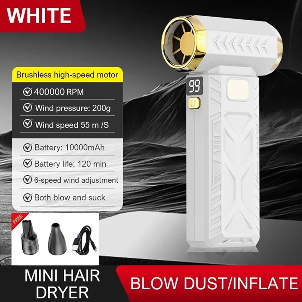 M18 Brushless Turbo Blower Jet Fan 400000RPM Powerful Electric Portable Dust Cleaner 53m/s Type-C Charging Violent Fan