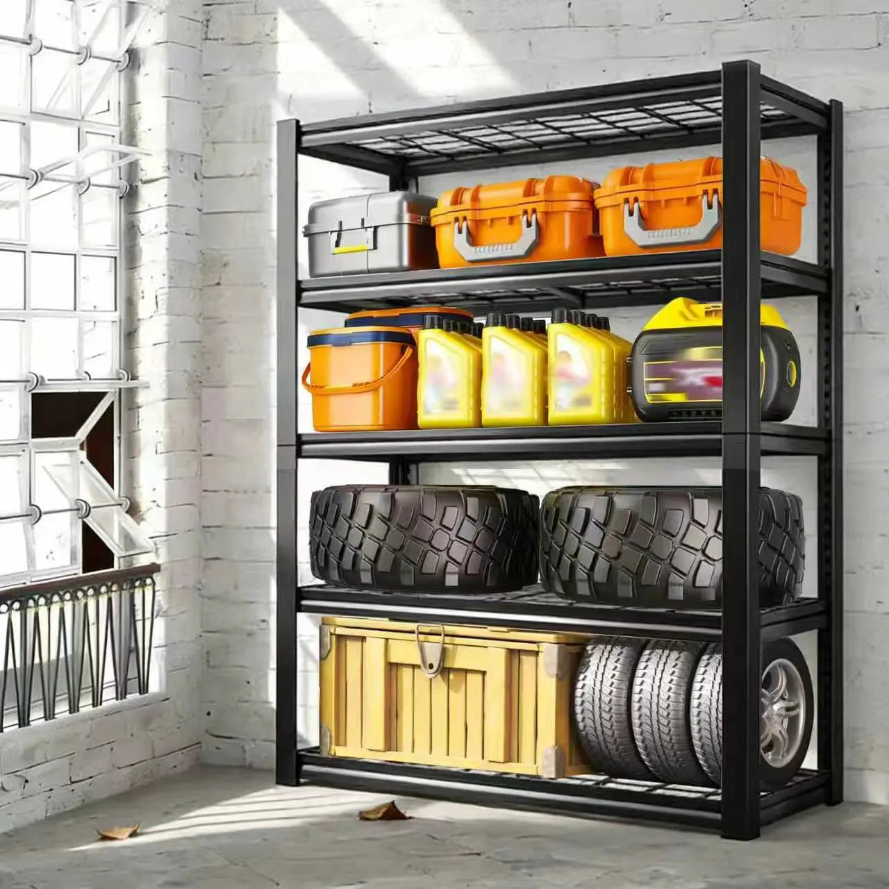 Nnovaroom 72" Adjustable Metal Double Layer Column Shelving, Commercial Grade Utility Rack for Warehouse, Basement, Kitchen