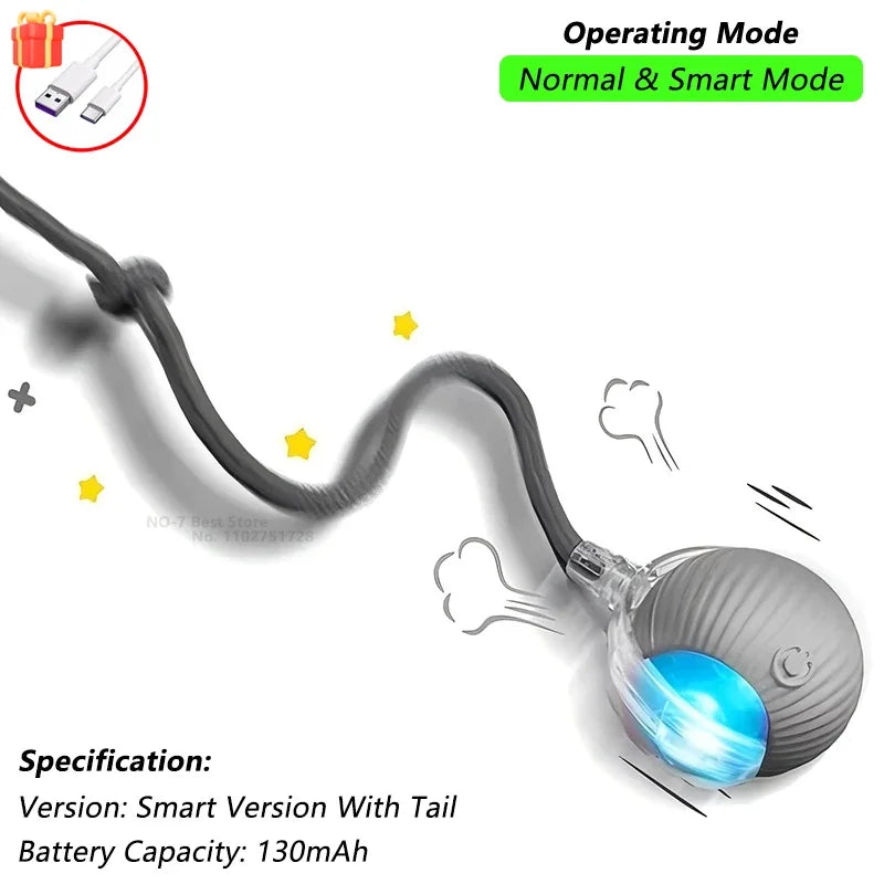 iLMH 1/2 PCS Cat Interactive Ball Toy Automatic Rolling Ball Faux Tail Rechargeable Smart Pet Electric Toy Pet Toy Imitate Mouse
