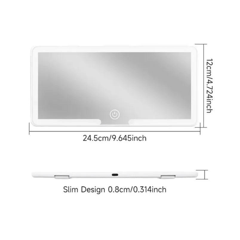 Car Interior Mirrors Sun Visor Plate LED HD Makeup Mirror for Girls Women Rechargeable Fill Light Universal Thin Vanity Mirror