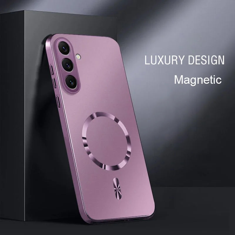 AG Magnetic Matte Silicone Case For Samsung A14 A15 A16 A17 A34 A35 A36 A54 A55 A56 A37 A57 Shockproof Hard PC Bumper