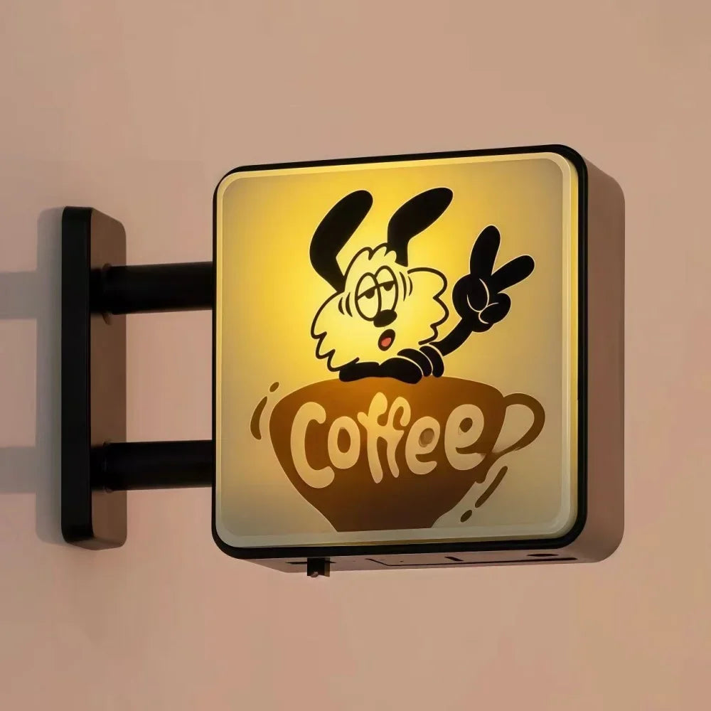 Retro Coffee Corner Creative Atmosphere Light Sign Fridge Magnet Magnetic Home Miniature Pegboard Coffee Shop Glowing Decoration
