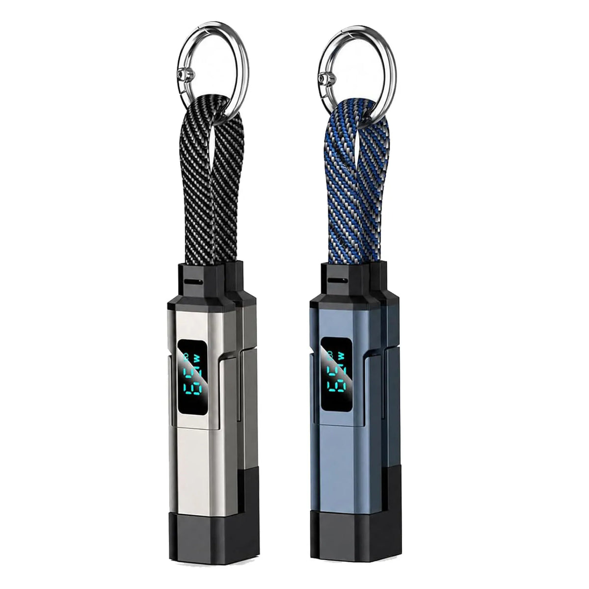 4-in-1 Keychain USB C Cable with V/A/W Display, 65W Fast Charging with LED Charger Cord for iPhone 16/15, iPad,MacBook, Samsung