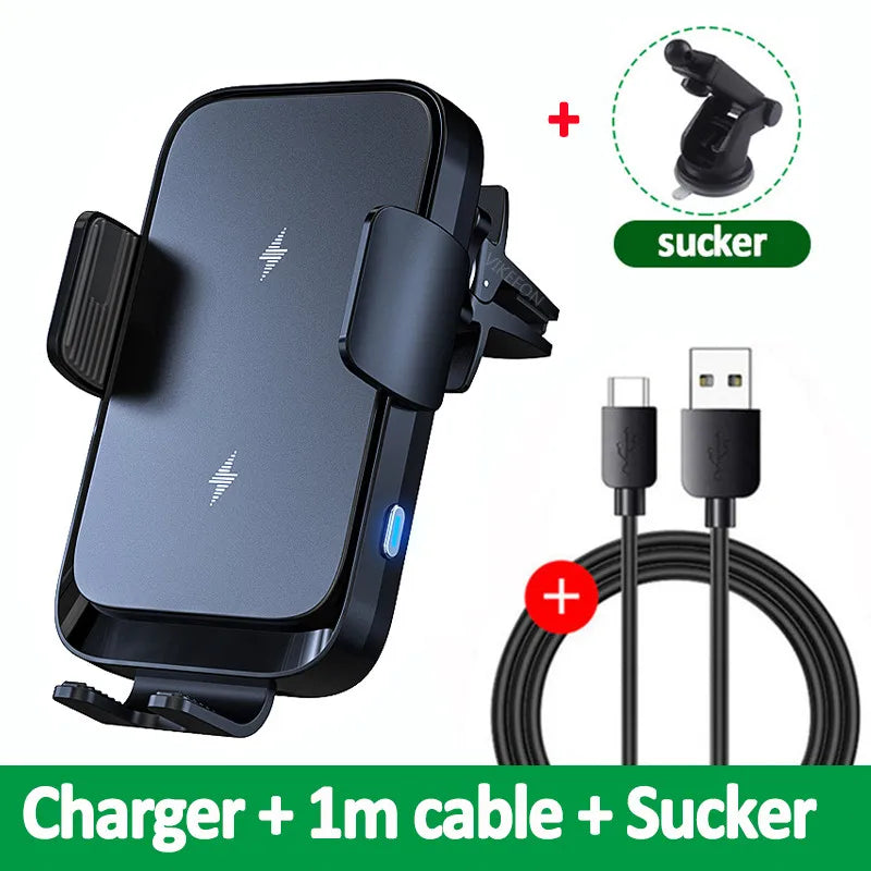 Wireless Car Charger Dual Coil Car Phone Holder Stand for Samsung Galaxy Z Flip 5 4 3 S22 S21 iPhone 14 13 Fast Charging Station