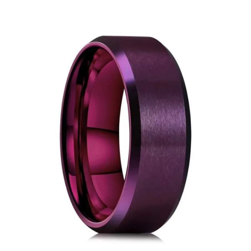 Stainless Steel Tungsten Ring – Unisex 8mm Brushed Wedding Band for Men & Women (6 Colors)