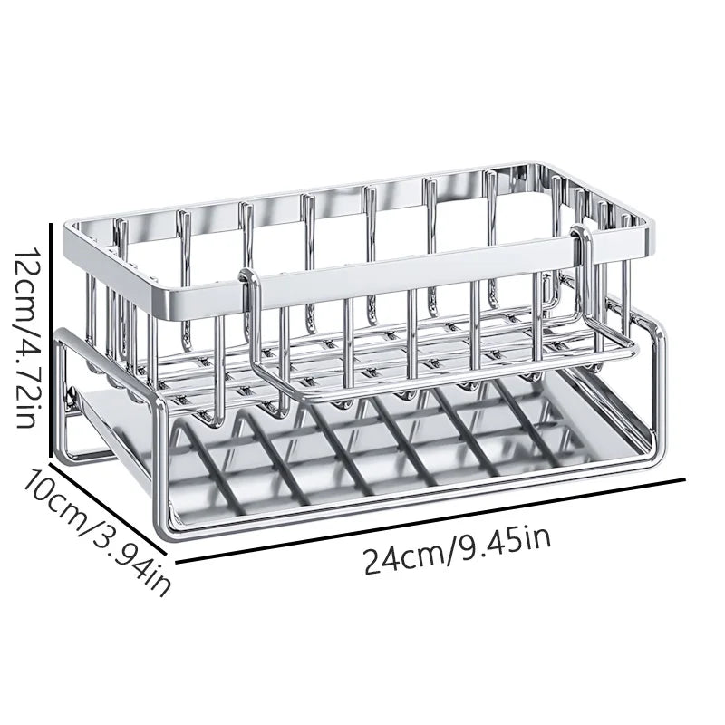 9.45x4.72in Stainless Steel Sink Caddy Organizer - Rust-Proof Storage Rack for Kitchen Cleaning Supplies