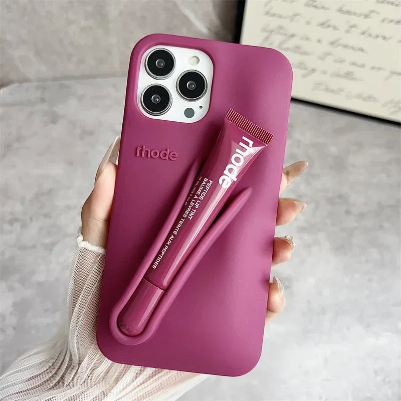 Hot Brand Lemontini Phone Case for IPhone 11 12 13 14 15 16 Pro Max Plus 17 Air Makeup Lip Gloss Silicone Cover with Lip Glaze