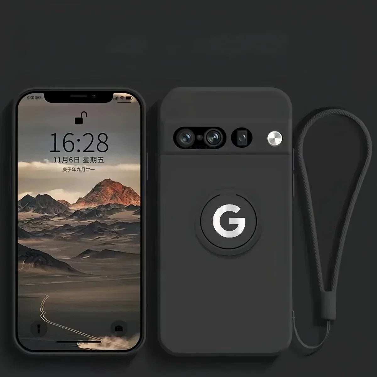 Original Liquid Silicone Rotable Ring Holder Case For Google Pixel 11 Pro XL 10A 9A 8 7 Pro Wrist Strap Skin Feel Protect Cover