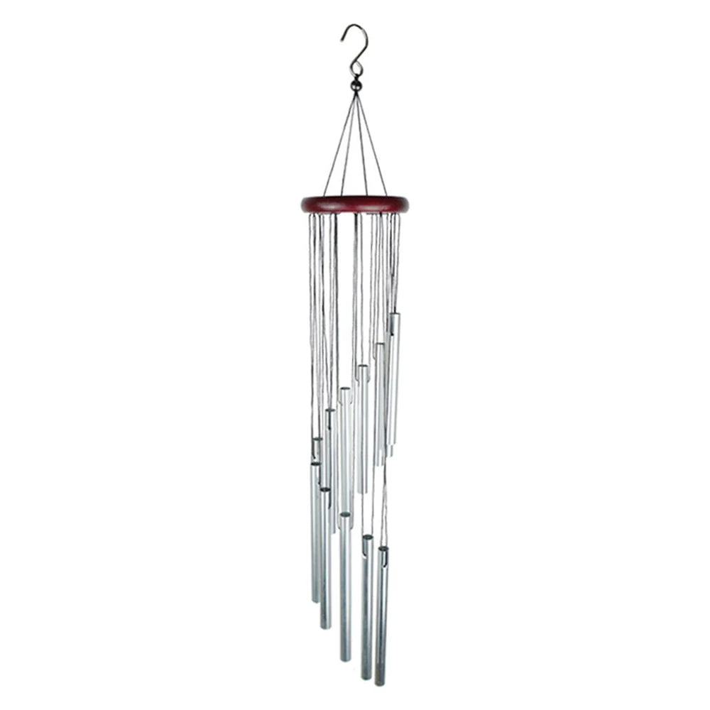 1Piece 12-Tube Aluminum Alloy Wind Chimes Set with Hook Gold/Silver Bells Outdoor Home Wedding Party Memorial Decoration Gifts