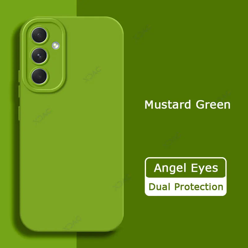Luxury Angel Eyes Phone Case for Samsung Galaxy A54 5G Square Liquid Silicone Back Cover SamsungA54 360 Shockproof Fashion Coque