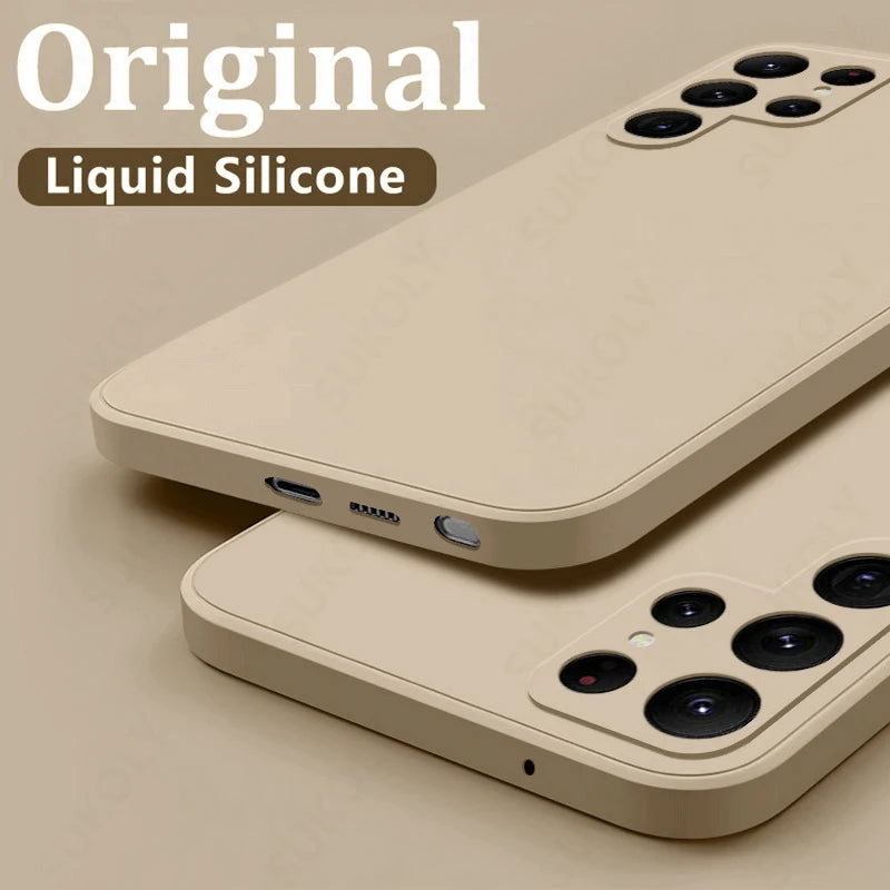 Case For Samsung Galaxy S26 S24 S23 S22 S25 Ultra S24 FE A57 A56 A55 A16 A17 5G S25 Edge Shockproof Liquid Silicone Phone Cover