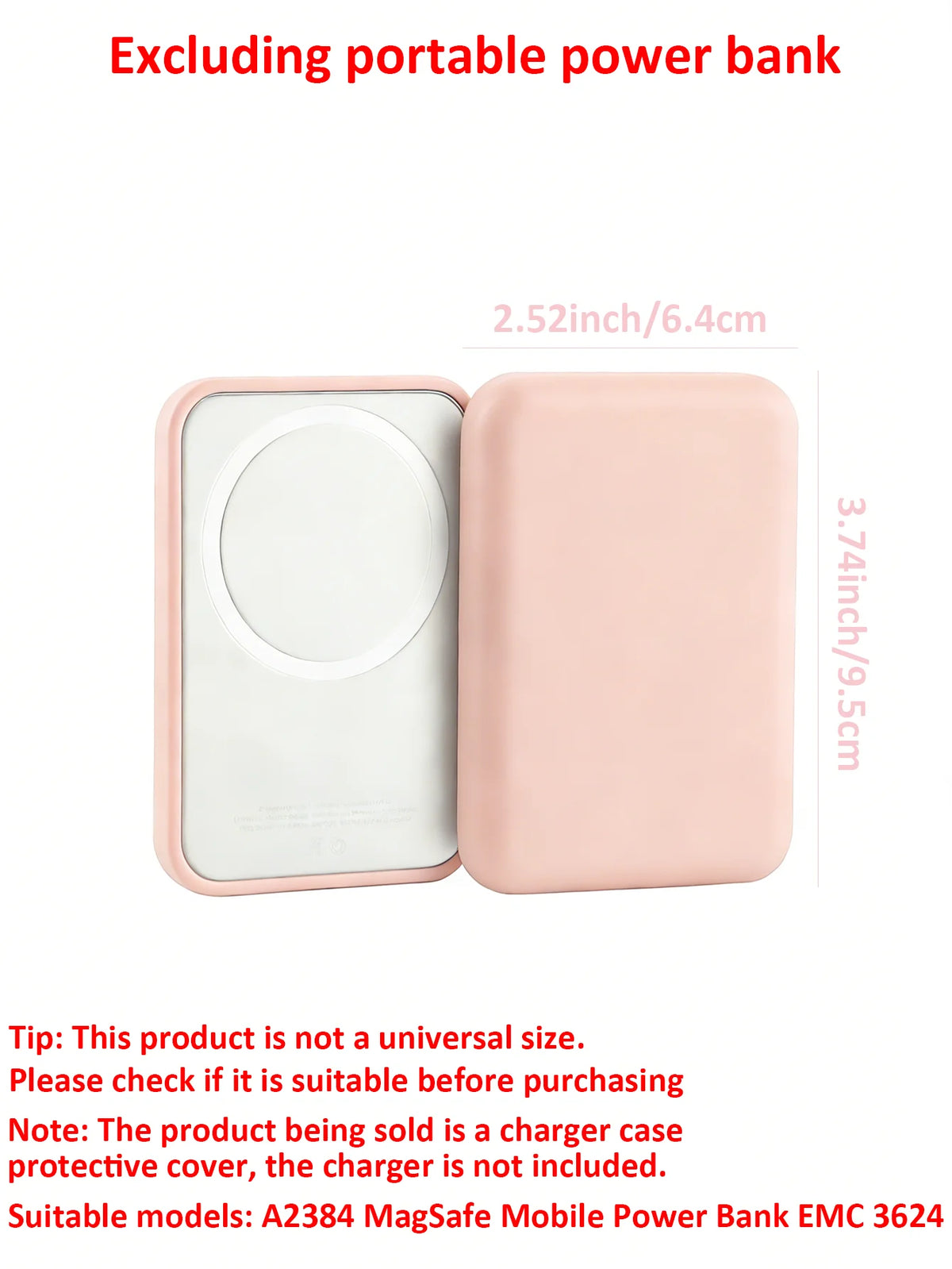 1 Pink TPU Charging Case Protector, Compatible with Apple's Original MagSafe Wireless Power Bank