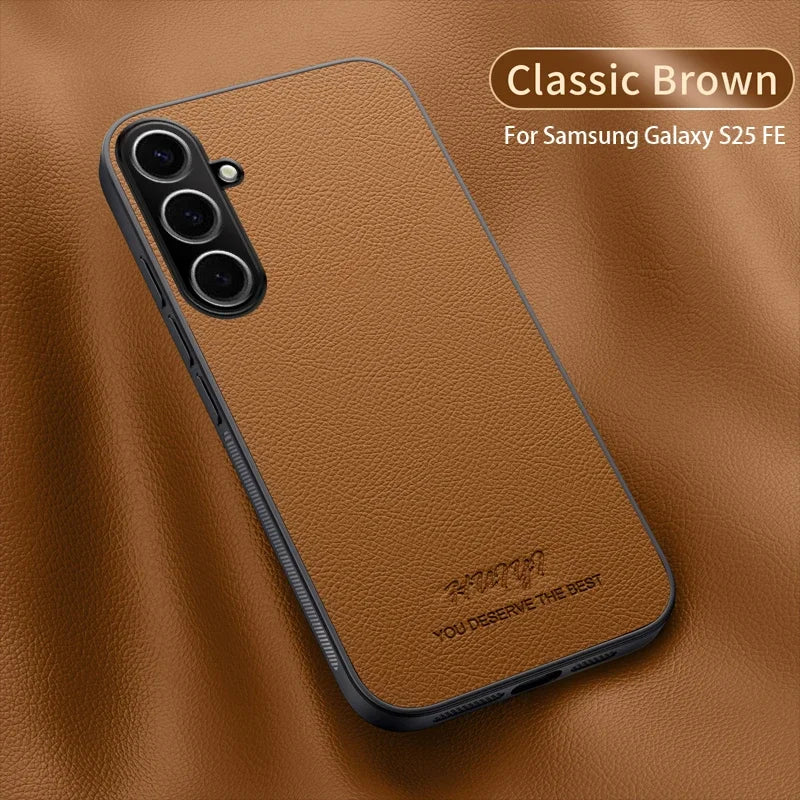 For Samsung Galaxy S25 FE Luxury Business Leather Soft Frame Magnetic Cover For Samsung Galaxy S25 FE S25FE 5G Phone Cases Capa