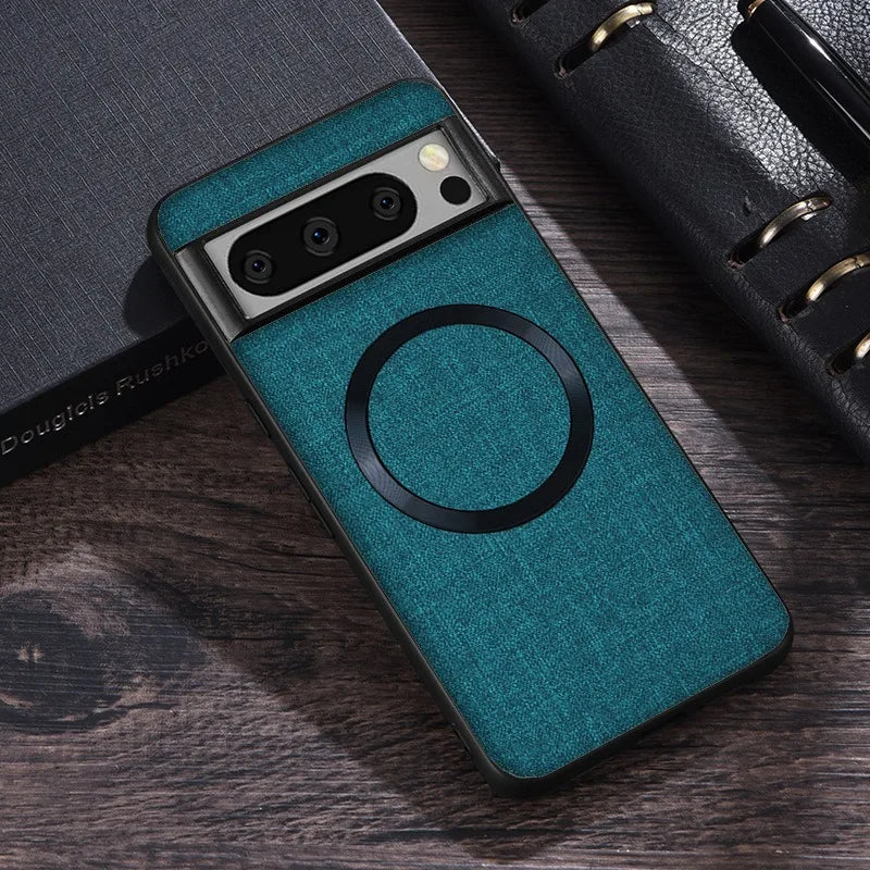 for Magsafe Fabric Cloth Case for Google Pixel 9 8 7 6 10 Pro XL 7A 8A 6A Magnetic Wireless Charging Slim Cover for Pixel 9Pro