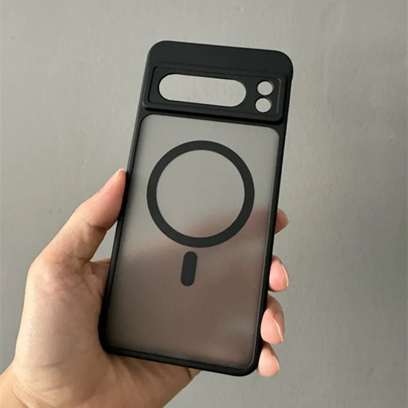 Clear Shockproof PC+TPU Magsafe Case For Google Pixel 10 9 Pro XL 8 7 6 Pro 9a 8a 7a 6a Frosted Magnetic Wireless Charging Cover