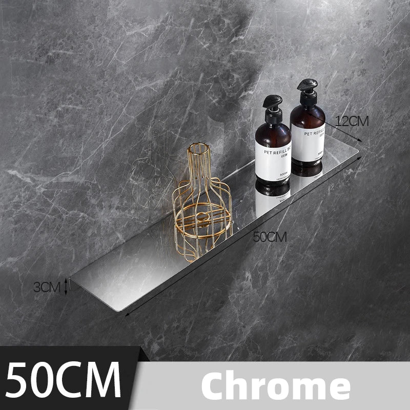 Black/ Chrome Bathroom Shelf Thicken Stainless Steel Corner Shelves Towel Rack Shampoo Holder Kitchen Storage Rack 20/30/40/50cm