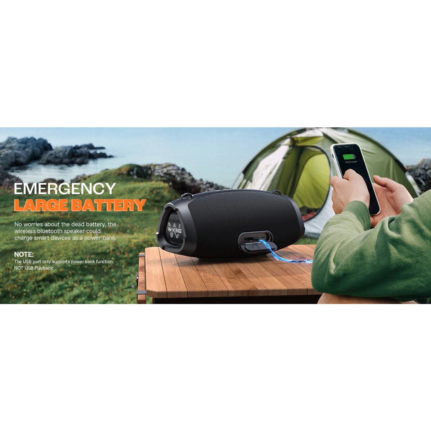 W-KING X10 Bluetooth Speaker, 120W Max Portable Loud Speakers Wireless Bluetooth Boombox, 70W IPX6 Waterproof Outdoor Party Large Big Speaker, Triple Passive Radiator/Subwoofers*2-Deep Bass/42H/TF/AUX/EQ