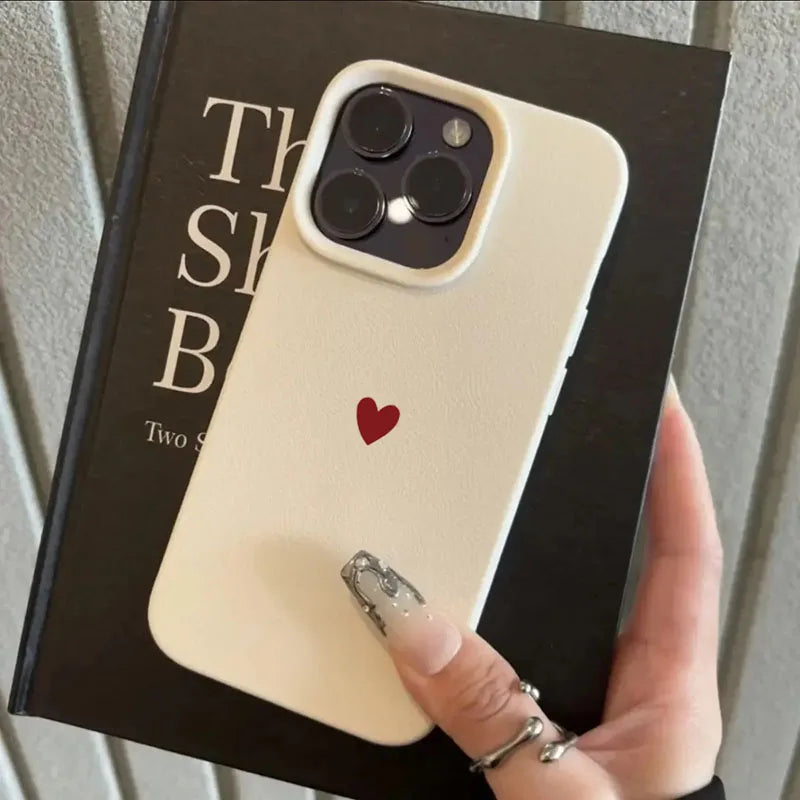 Simple Red Love Heart Soft TPU Phone Case For iPhone 17 Air 16 14 13 12 11 Pro Max 7 8 Plus Cover For iPhone 16E 15 Pro Cases