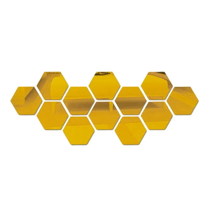 Hexagon Acrylic Mirror Wall Stickers – 6 or 12 Piece Set