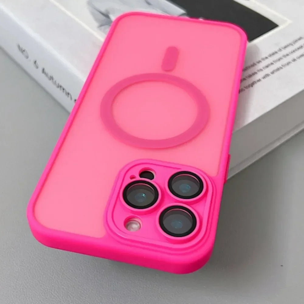 Magnetic Matte Translucent Armor Shockproof Case For iPhone 17 16 15 14 13 12 11 Pro Max Plus For Magsafe Wireless Charge Cover