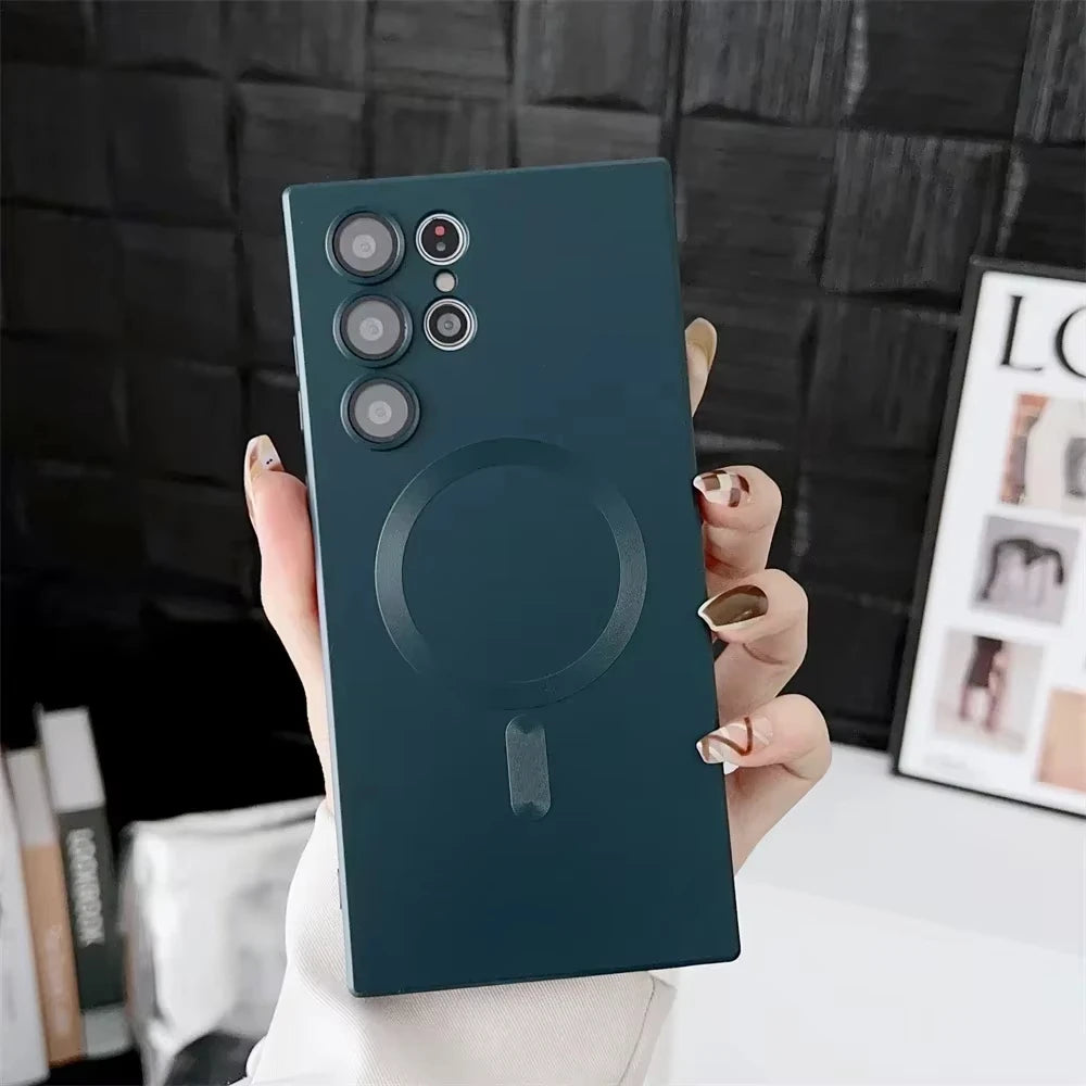 Soft Shockproof Magnetic Case For Magsafe Samsung Galaxy S26 Ultra S25 S24 S22 S21 Plus S20 FE Edge With Lens Protector Cover