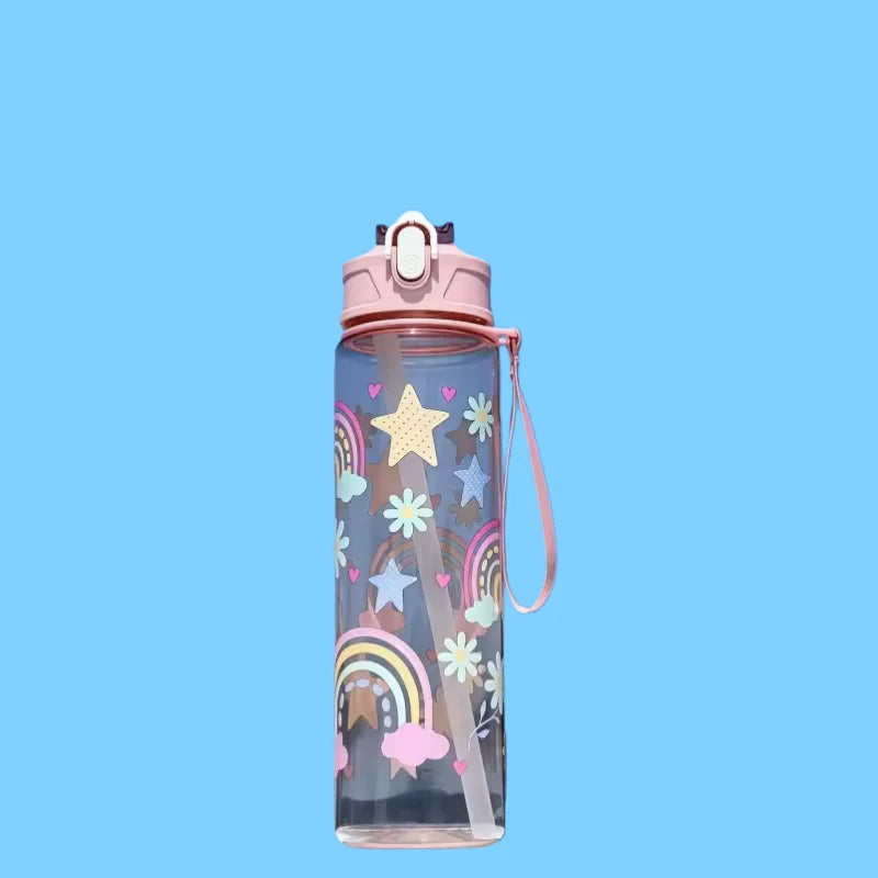 800ml Leakproof Sports Water Bottle with Time Scale
