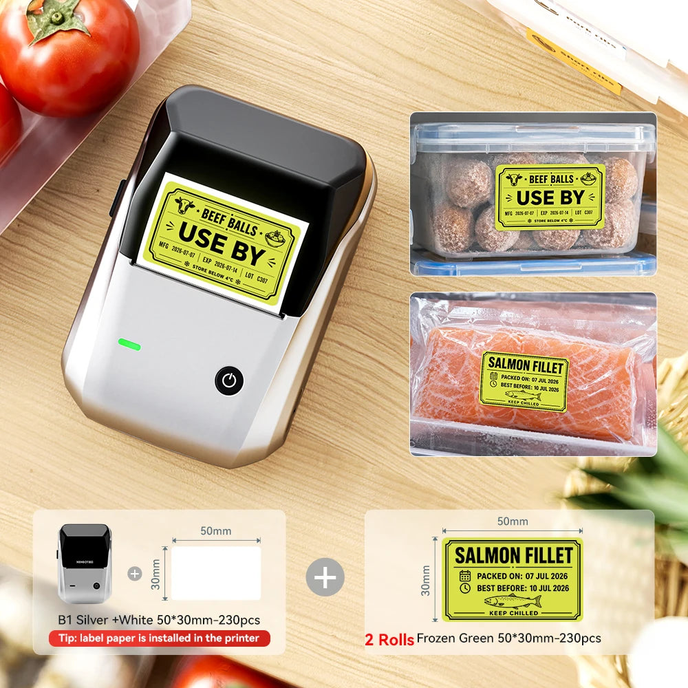 Niimbot B1 Wireless Thermal Label Printer Food Tag Barcode Price Small Business 20-50mm Print Width Label Machine for Home