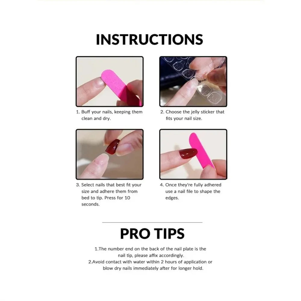 10pcs Handmade Reusable Full Cover Nail Stickers - Square Medium Length French Pointed Pink And White Glossy Press-On Nails