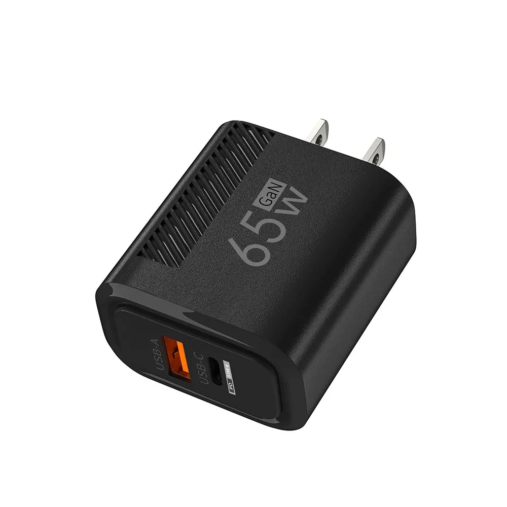 Toatal 65W GAN USB C Charger Fast High Speed Charging Quick Charge For iPhone 15 Xiaomi Samsung USB C Mobile Phone Wall Adapter