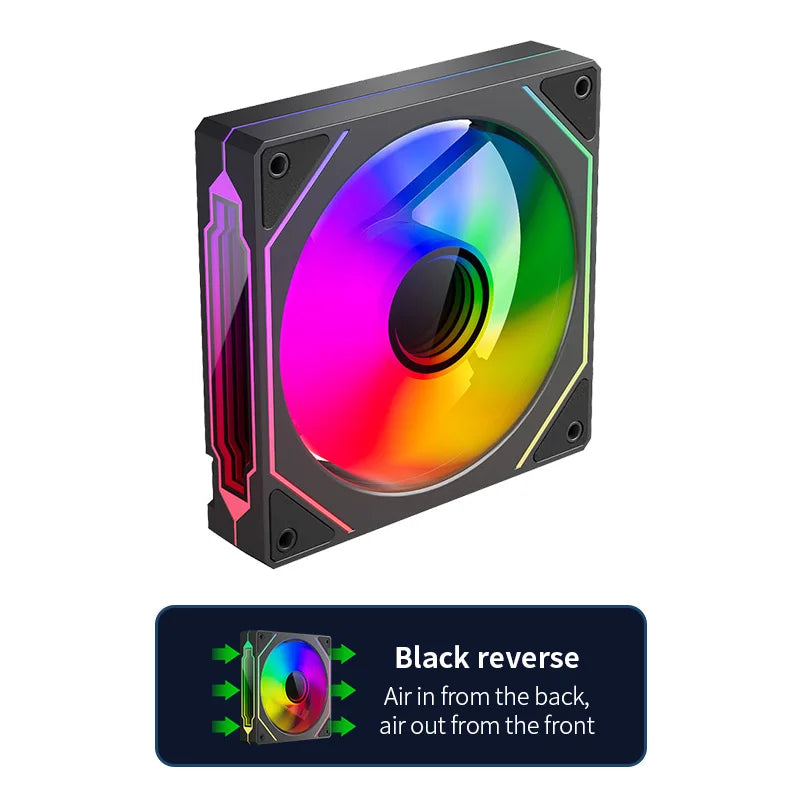 TEUCER LJ-4Pro Computer Case Fan ARGB Mirror Cycle 120mm 4Pin PWM PC Quiet Cooling Fan Low Noise Chassis Fan