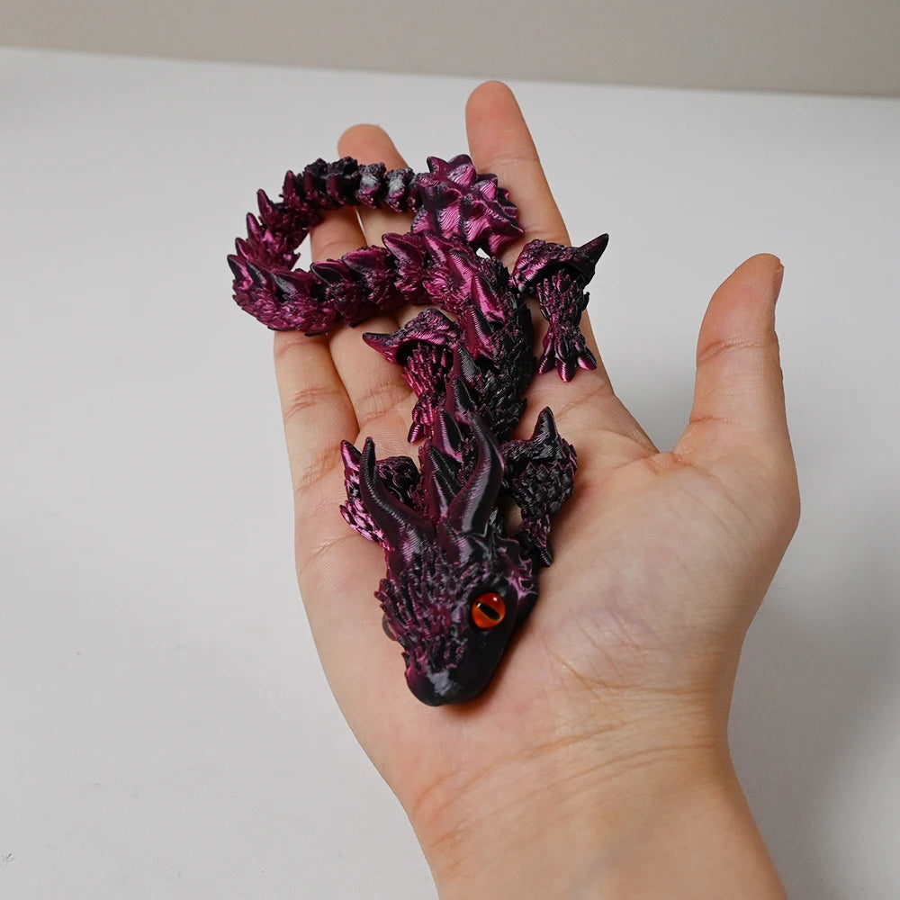 1pc Charming 3D Printed Double-Horned Dragon Figurine with Random Eyes - Ideal for Car Ornament, Home & Car Decor, Living Room