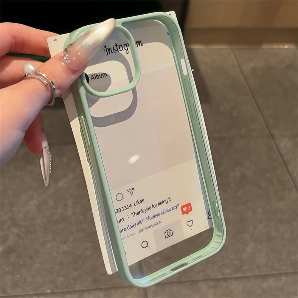 Luxury Clear Candy Color Case For iPhone 17 Air 16 15 14 13 12 Pro Max Plus Clear Acrylic Bumper Protection Cases Cover