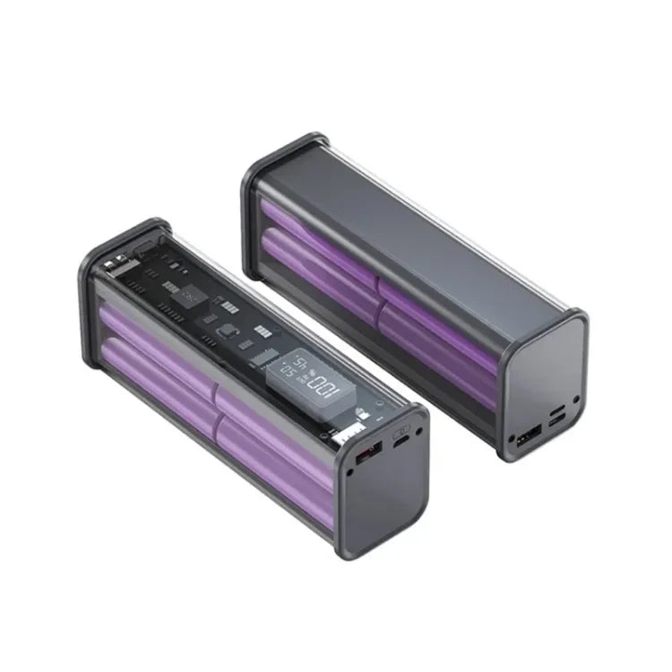 22.5W DIY Battery Charger Power Bank Case Transparent PD Fast Charging Case For 8PCS 18650 Polymer 20000mAh Battery Charging Box